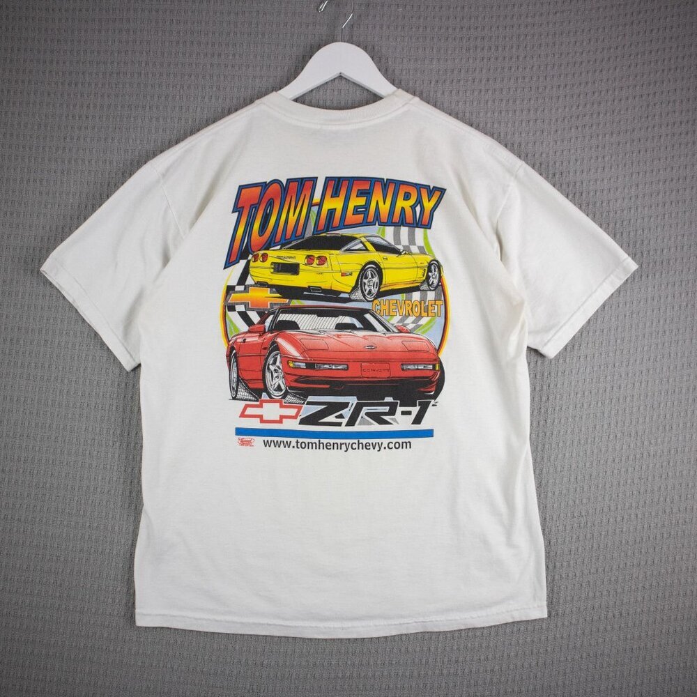 Tom Henry Chevrolet Car Tee Mens White Vintage Racing
